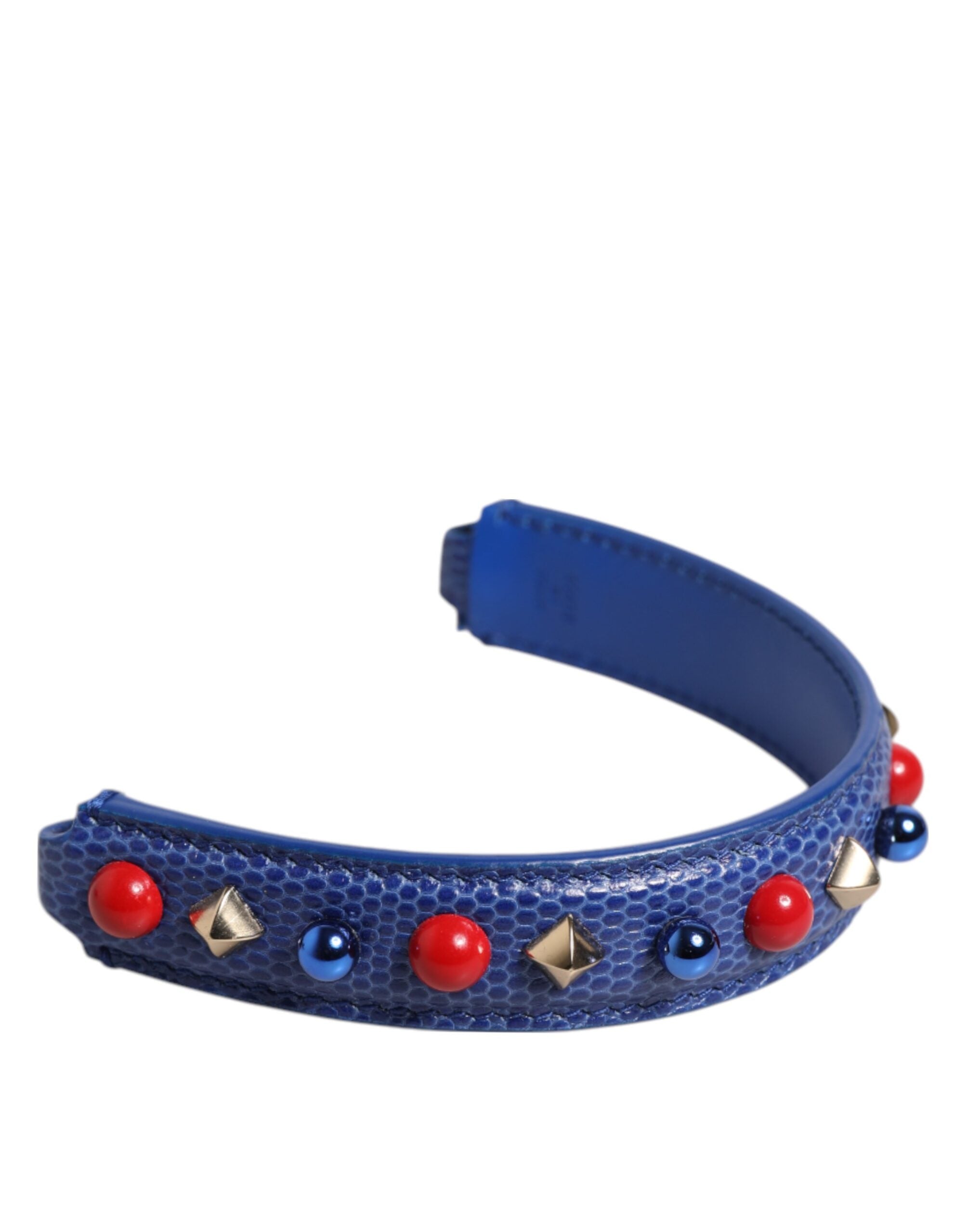 Dolce & Gabbana Blau Verzierter Leder-Taschenhenkel Damen Schulterriemen