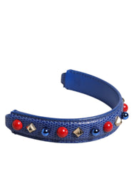 Dolce & Gabbana Blau Verzierter Leder-Taschenhenkel Damen Schulterriemen