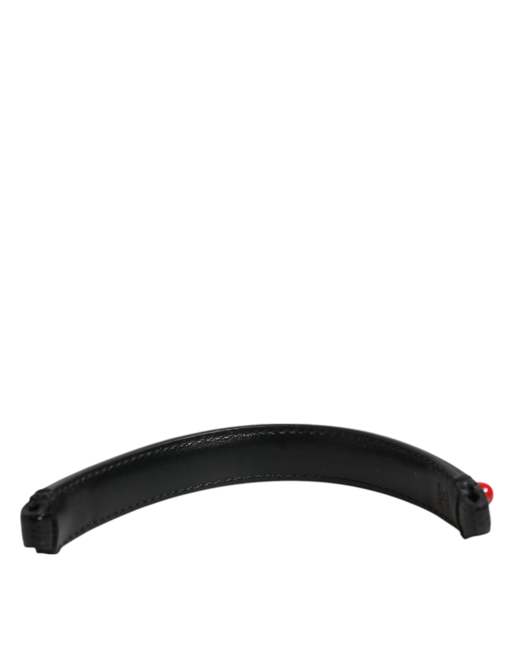 Dolce & Gabbana Black Embellished Leather Bag Handle Women Shoulder Strap