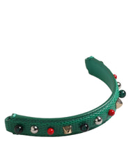 Dolce & Gabbana Groen Versierd Leren Tassenhengsel Dames Schouderriem