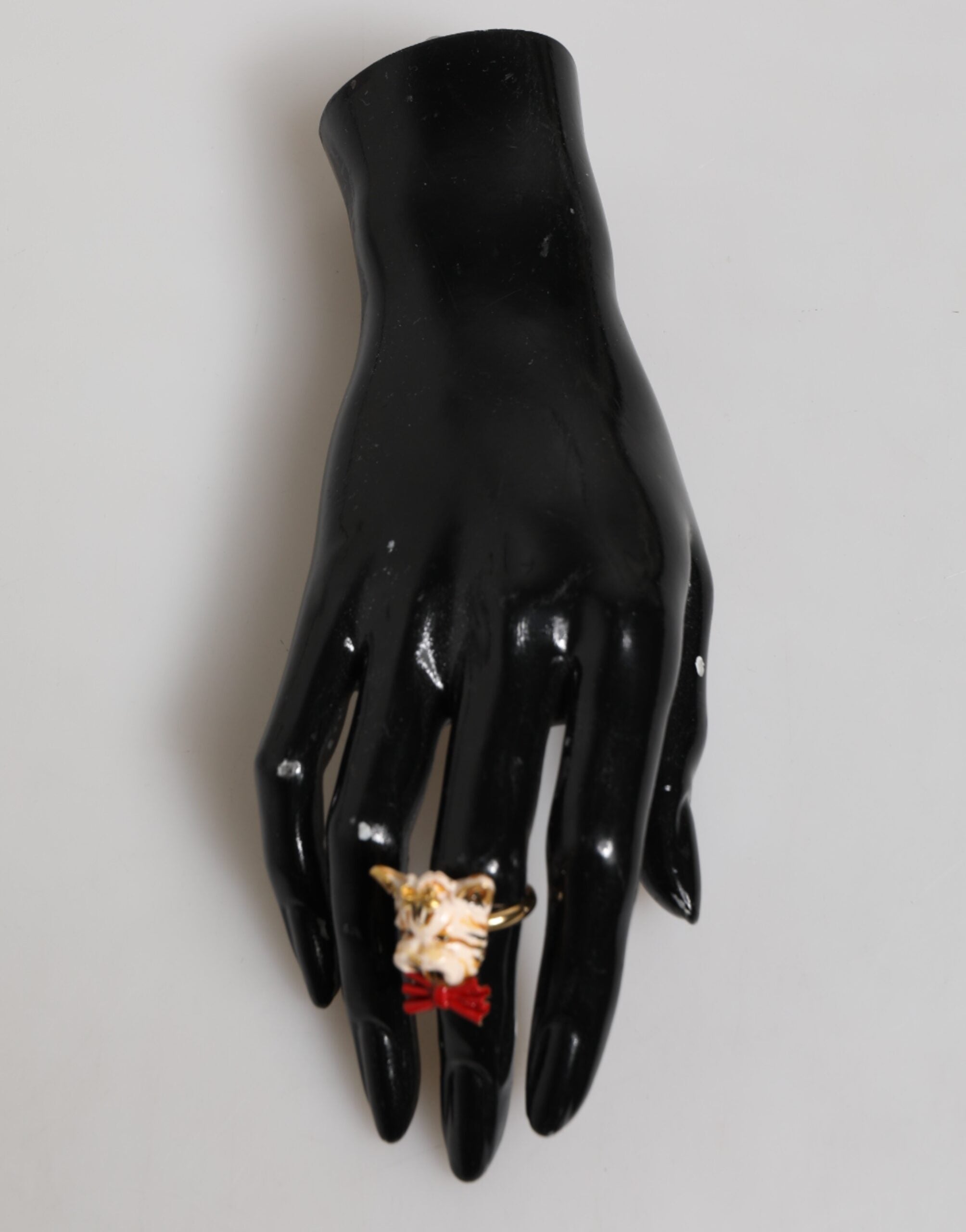 Dolce & Gabbana Gouden Messing Hars Beige Hond Huisdier Accessoire Ring