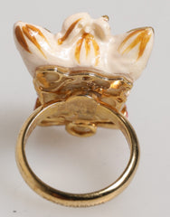 Dolce & Gabbana Gouden Messing Hars Beige Hond Huisdier Accessoire Ring