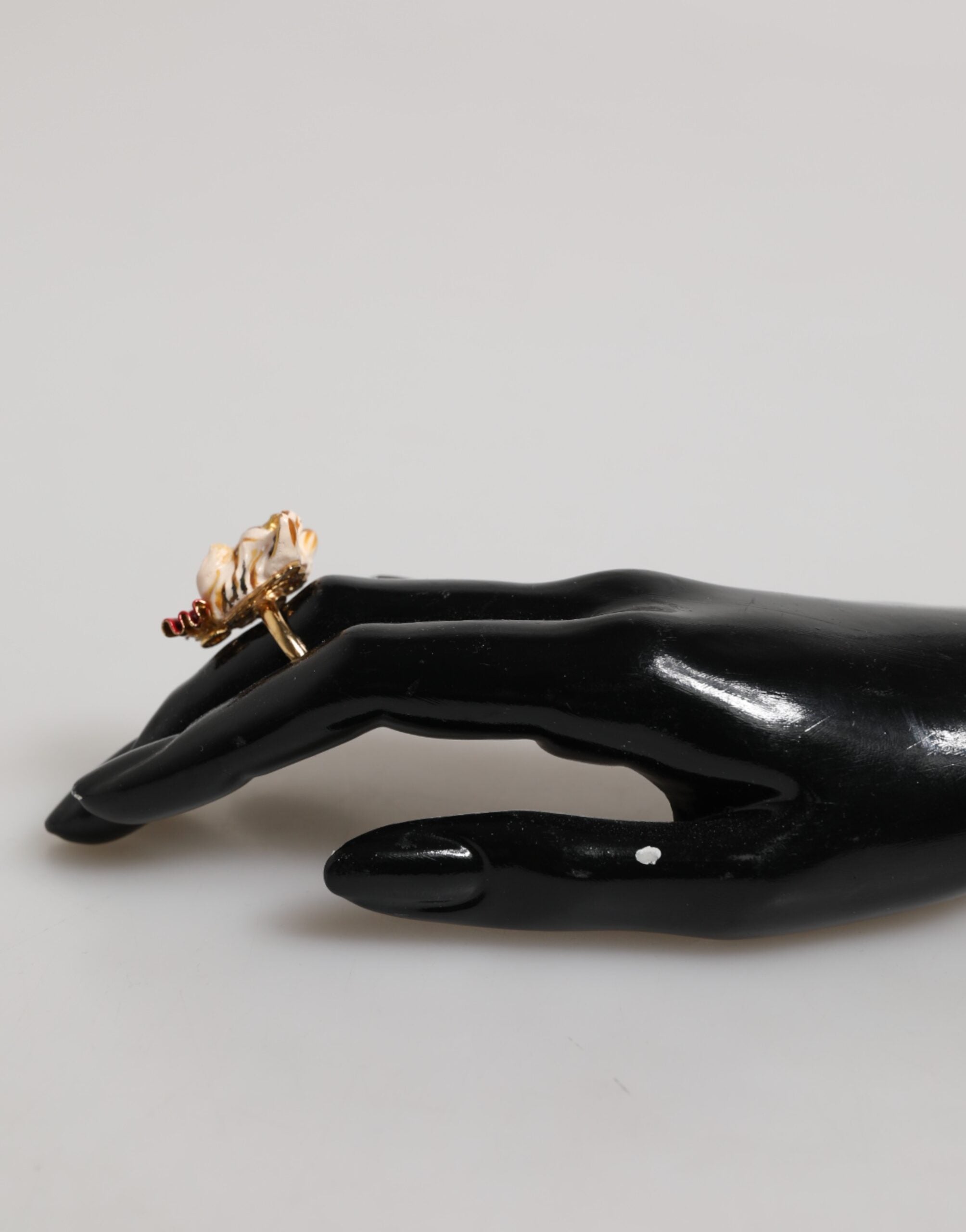 Dolce & Gabbana Gouden Messing Hars Beige Hond Huisdier Accessoire Ring
