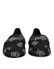 Dolce & Gabbana Blaue Baumwoll-Loafer mit Logo, elegante Anzugschuhe