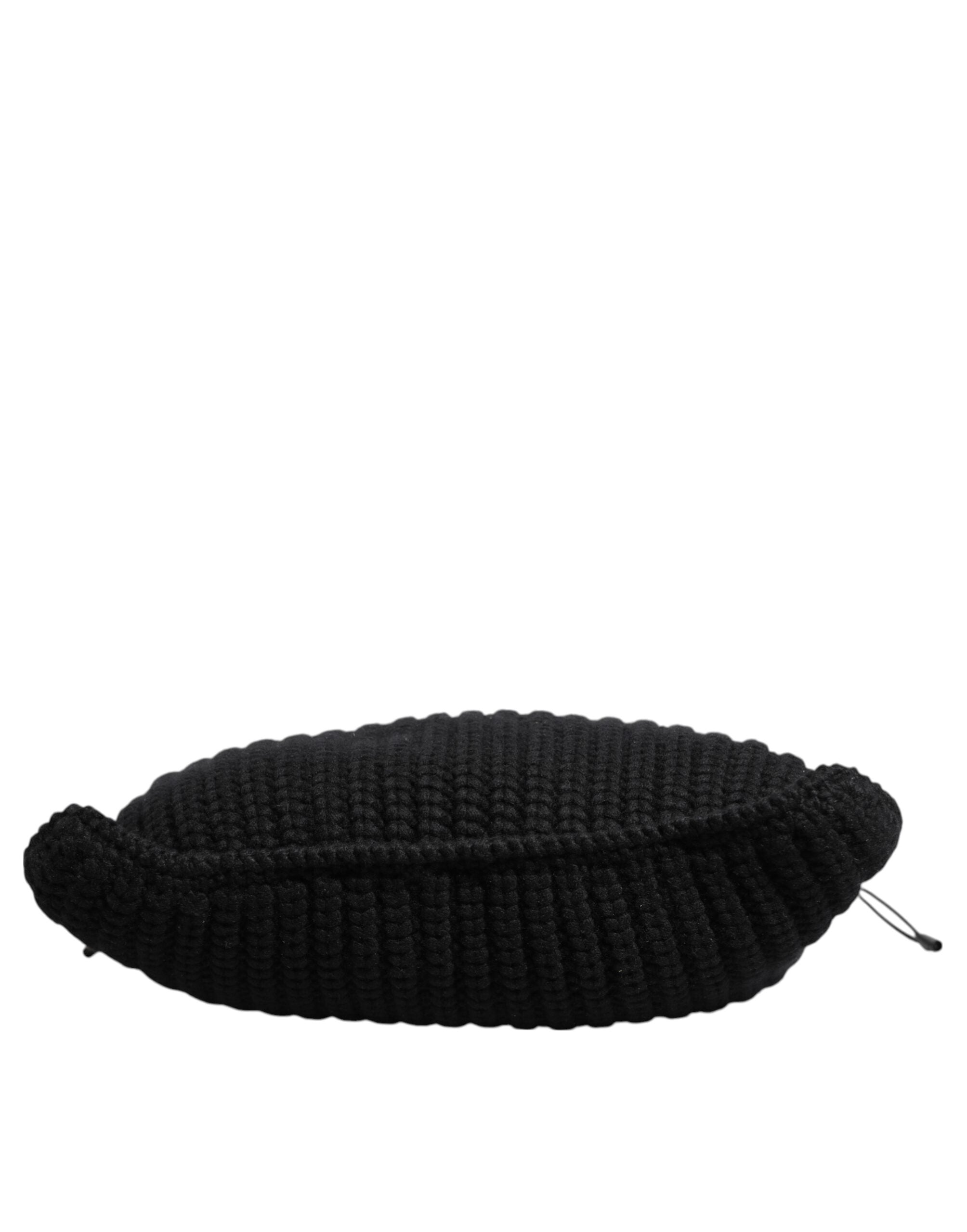 Dolce & Gabbana Schwarze Kaschmir Strickleder Umhängetasche Damen Borse