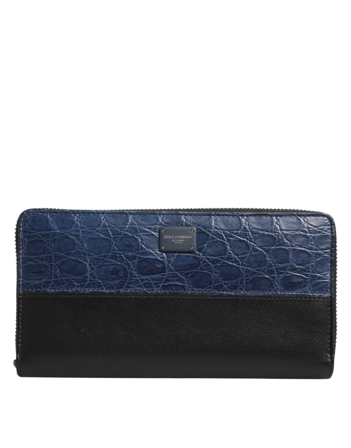 Dolce & Gabbana Schwarze Blaue Exotische Leder Herren Kontinentale Clutch Geldbörse