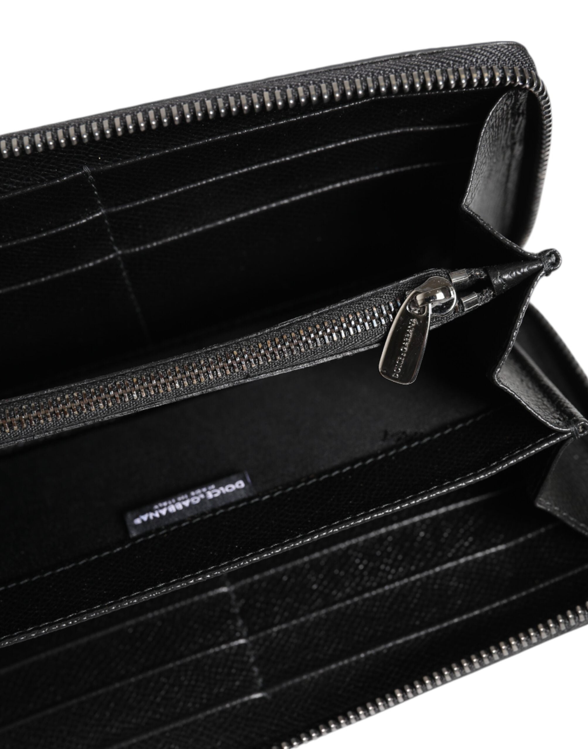 Dolce & Gabbana Schwarze graue Leopard Leder Reißverschluss Continental Geldbörse