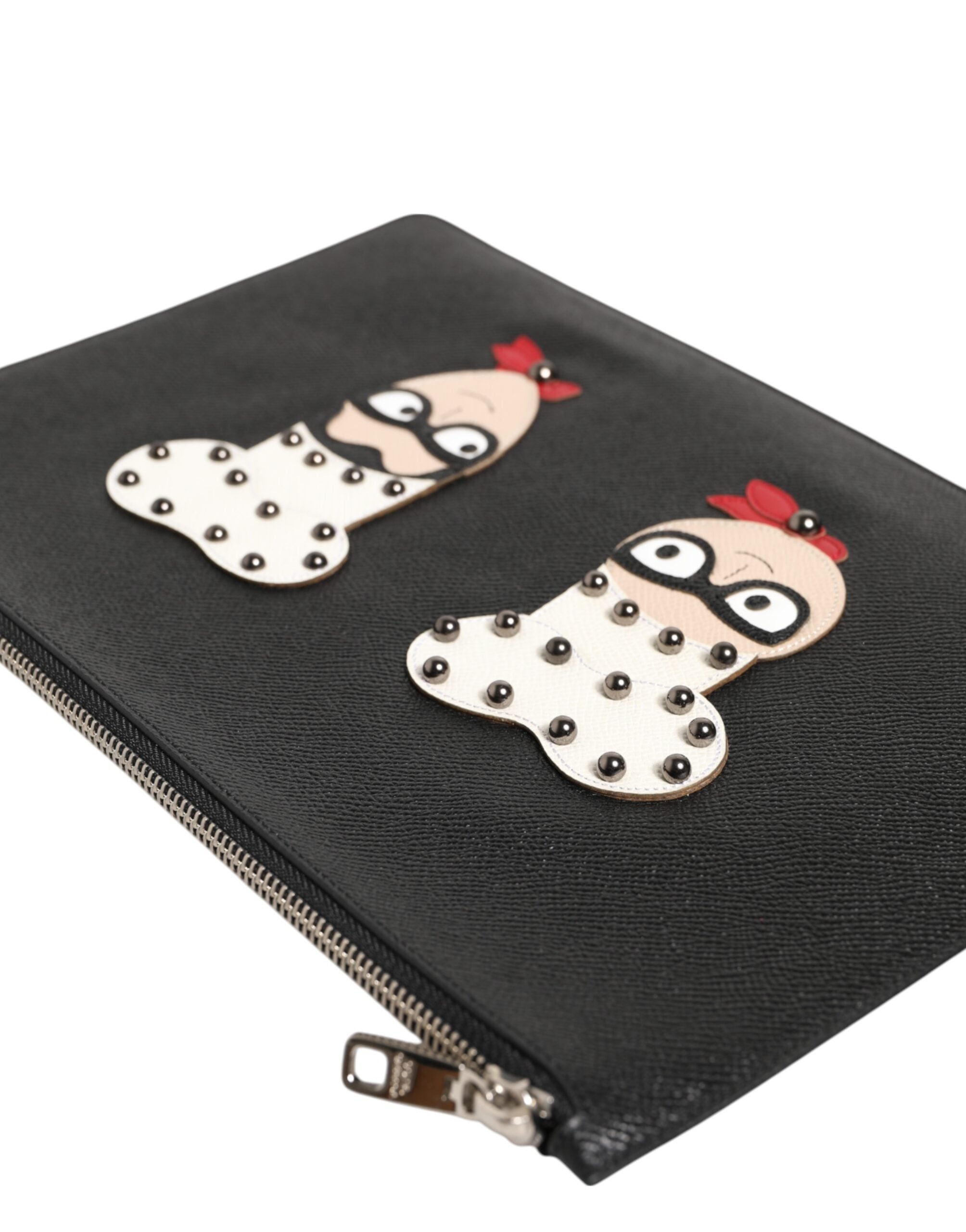 Dolce & Gabbana Schwarze Leder-Clutch #DGFAMILY mit Verzierung für Herren
