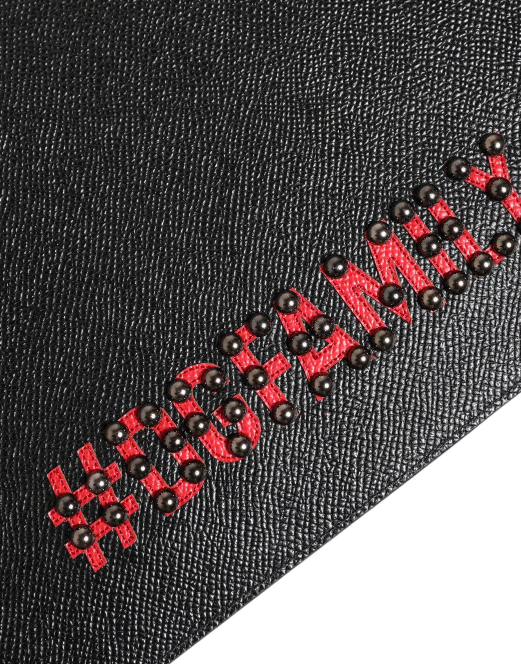 Dolce & Gabbana Schwarze Leder-Clutch #DGFAMILY mit Verzierung für Herren