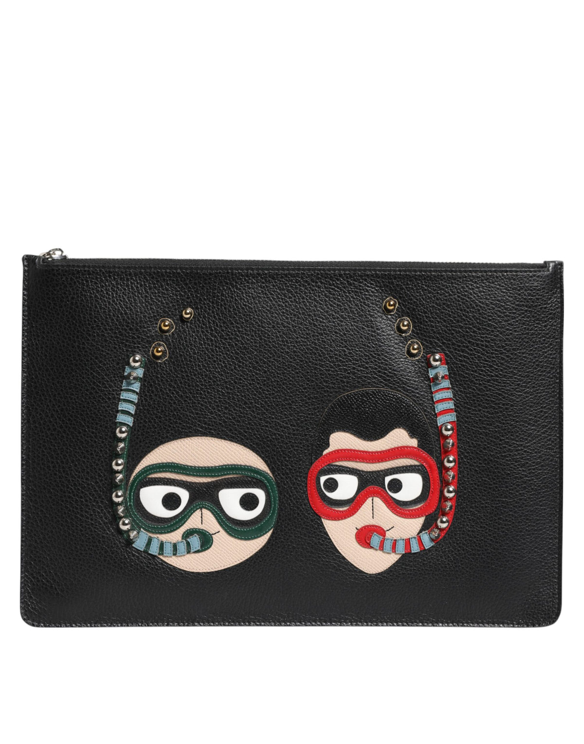 Dolce & Gabbana Schwarze Leder-Clutch #DGFAMILY mit Verzierungen für Herren