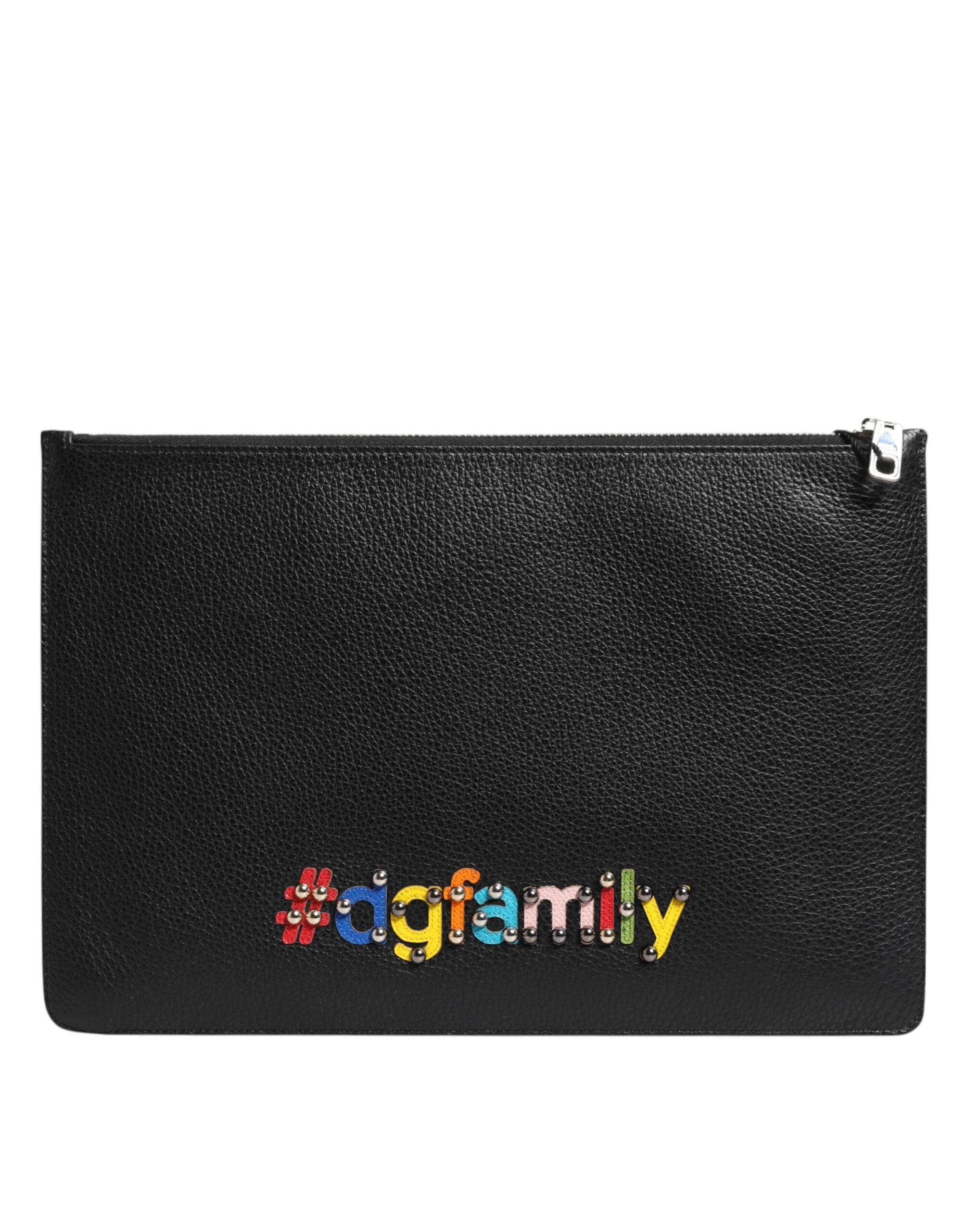 Dolce & Gabbana Schwarze Leder-Clutch #DGFAMILY mit Verzierungen für Herren