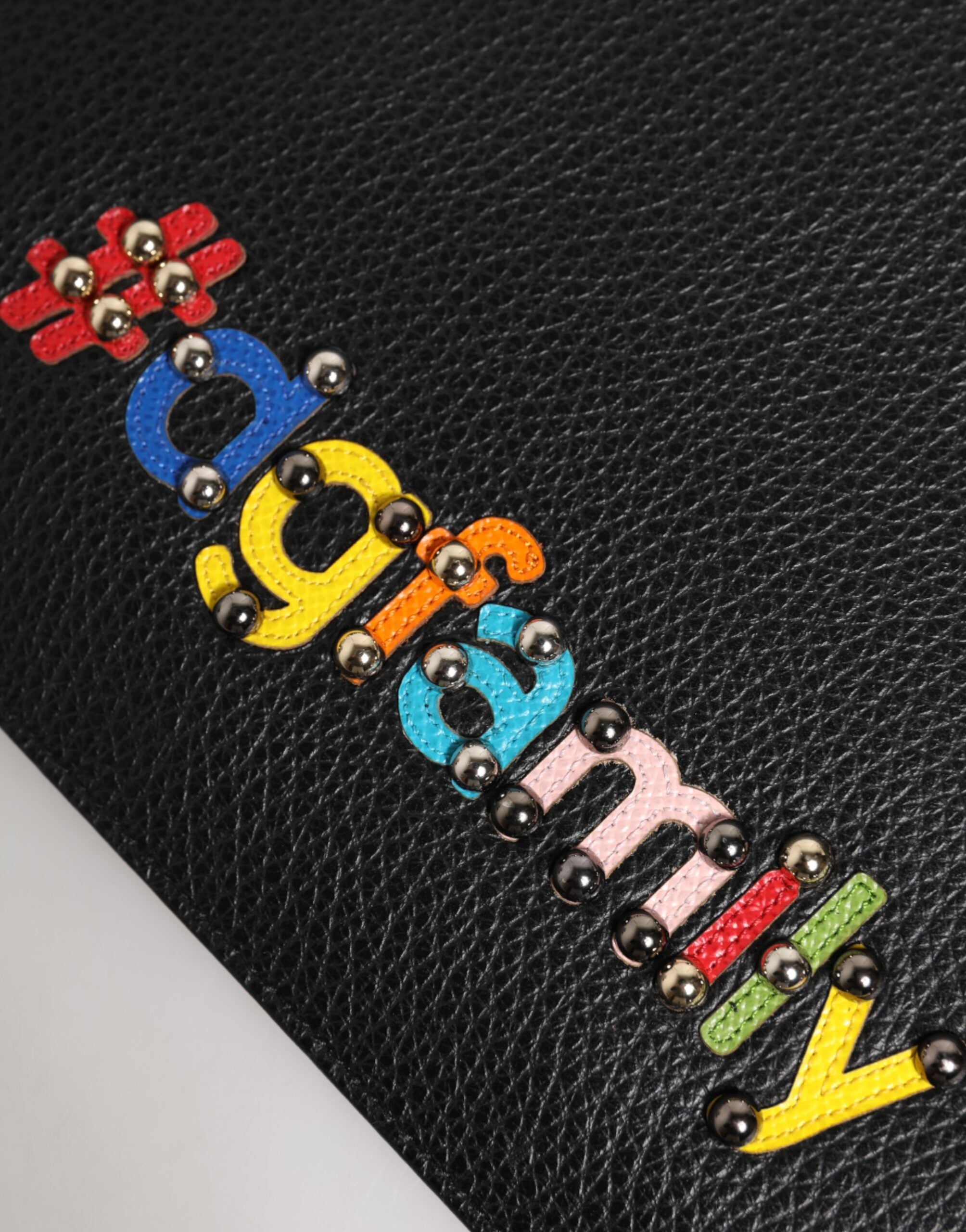 Dolce & Gabbana Schwarze Leder-Clutch #DGFAMILY mit Verzierungen für Herren