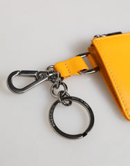 Dolce & Gabbana Gelb Orange Leder Kreditkarten-Schlüsseletui mit Clip-Börse