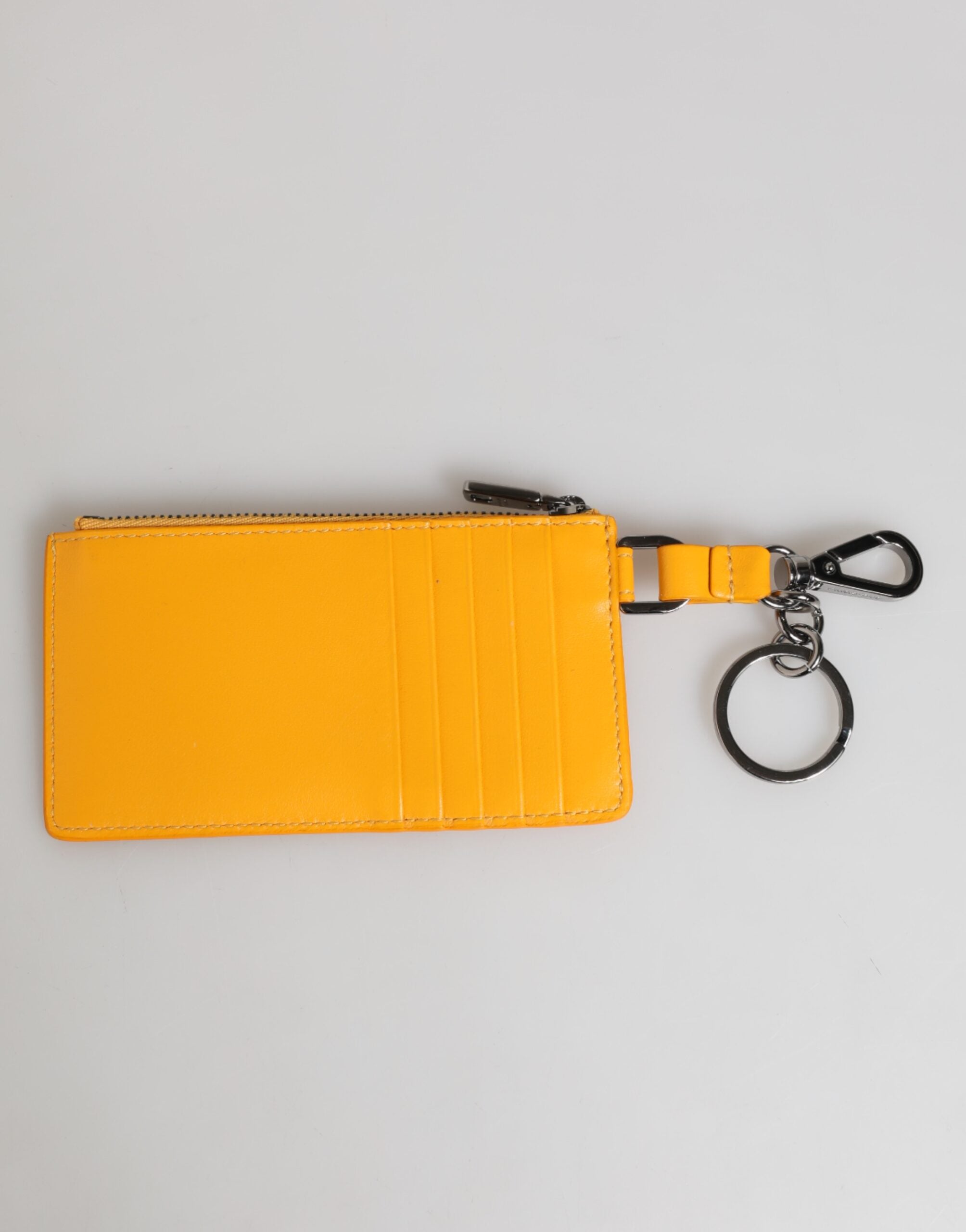 Dolce & Gabbana Gelb Orange Leder Kreditkarten-Schlüsseletui mit Clip-Börse