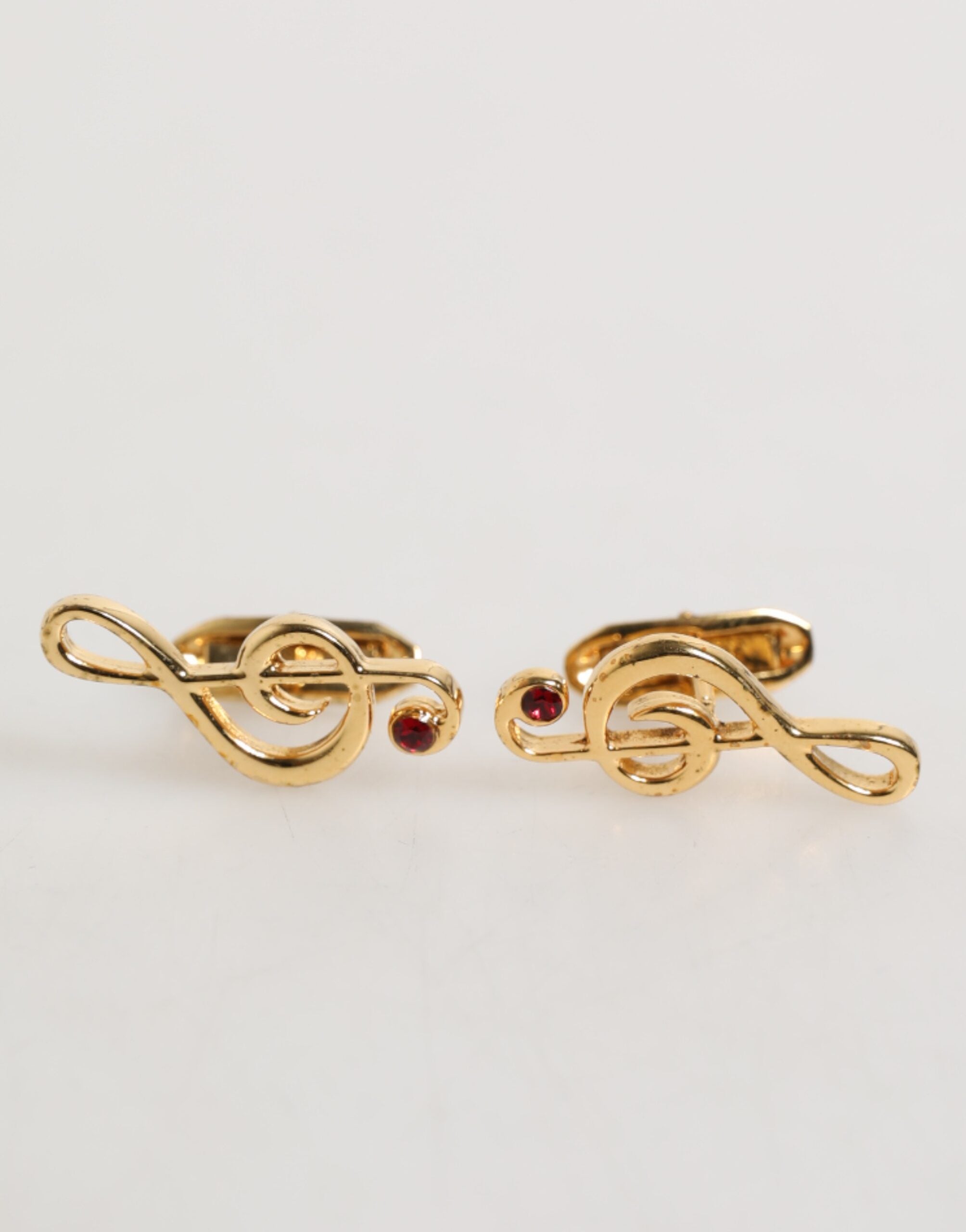 Dolce & Gabbana Goldene Musiknoten Metall Messing Anstecker Herren Accessoire Manschettenknöpfe