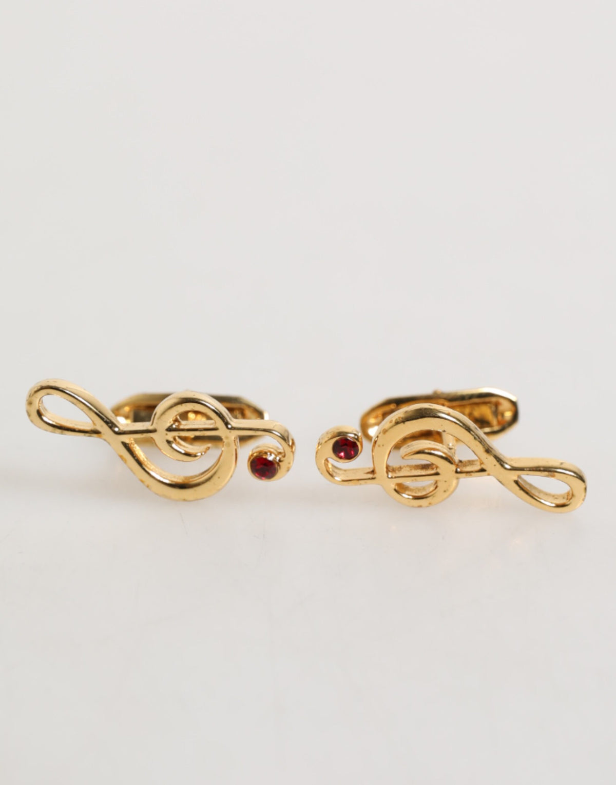 Dolce & Gabbana Goldene Musiknoten Metall Messing Anstecker Herren Accessoire Manschettenknöpfe