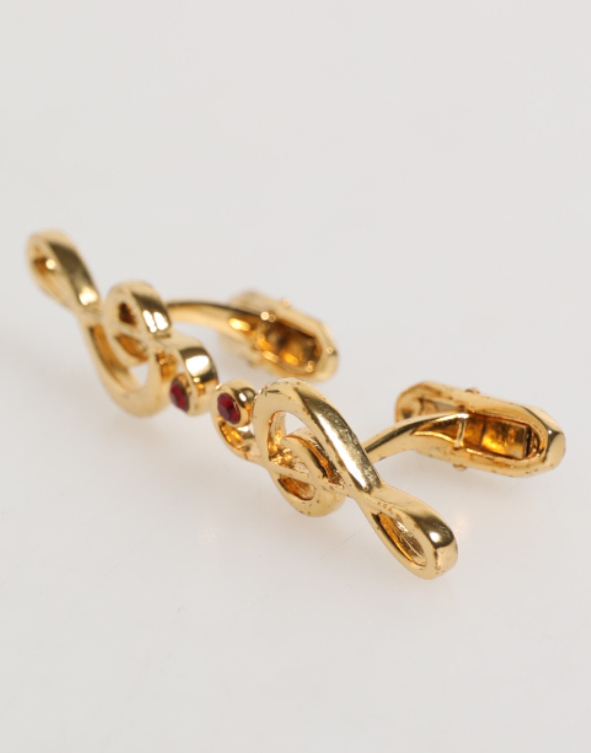 Dolce & Gabbana Goldene Musiknoten Metall Messing Anstecker Herren Accessoire Manschettenknöpfe