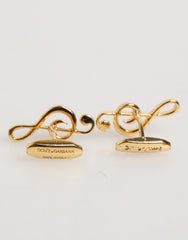 Dolce & Gabbana Goldene Musiknoten Metall Messing Anstecker Herren Accessoire Manschettenknöpfe