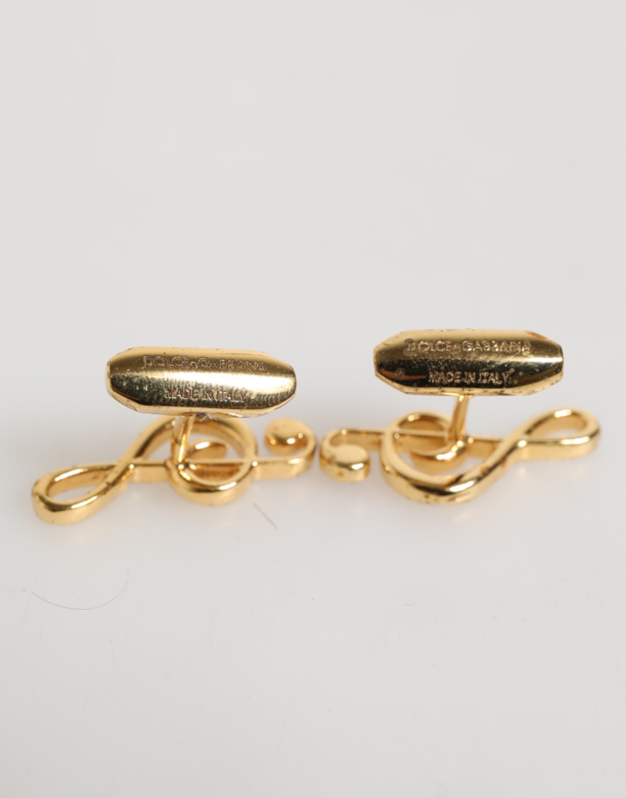 Dolce & Gabbana Goldene Musiknoten Metall Messing Anstecker Herren Accessoire Manschettenknöpfe