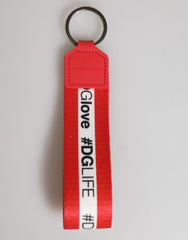 Dolce & Gabbana Rode Logo Polyester Zilveren Messing Houder Sleutelhanger Sleutelhanger