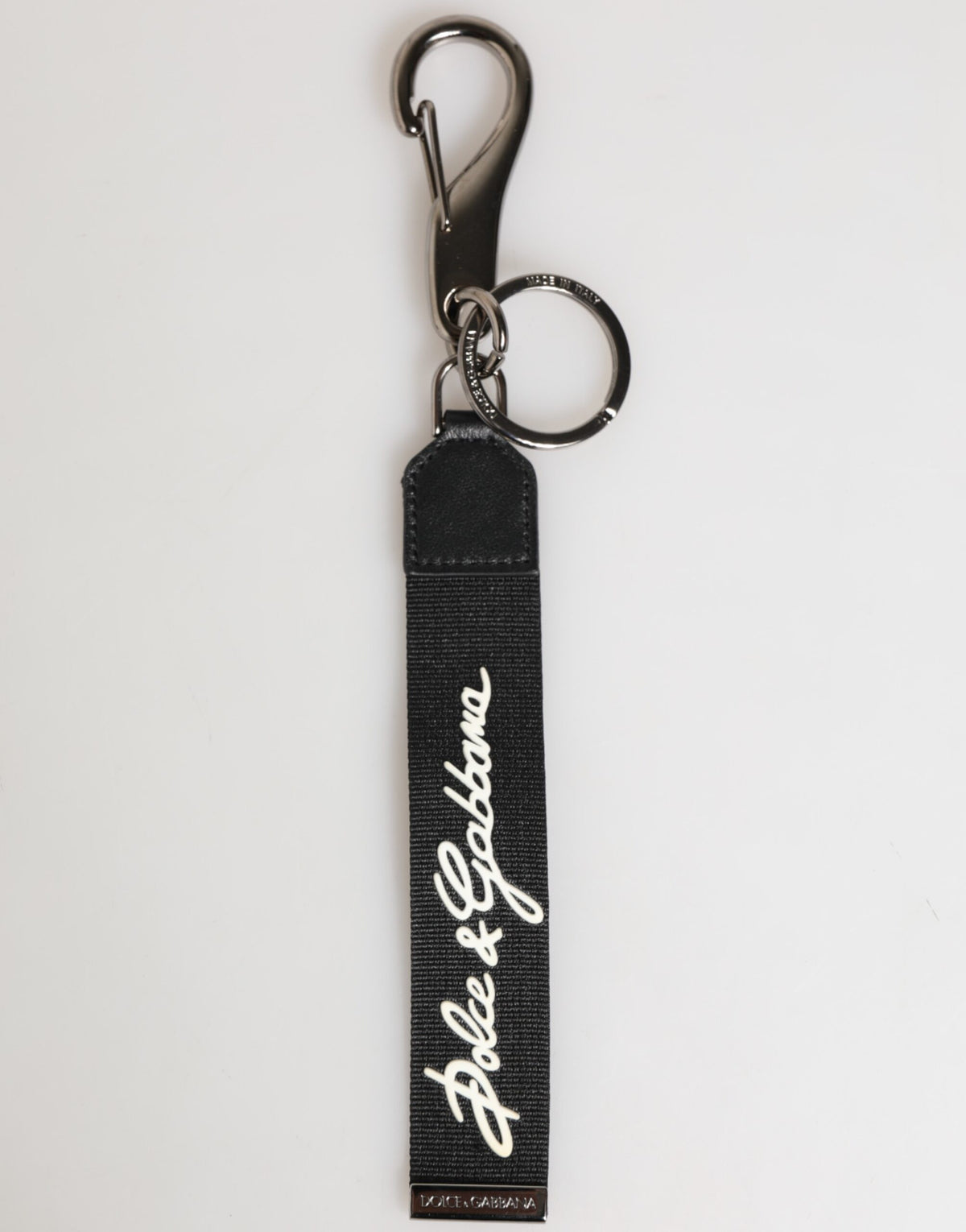 Dolce & Gabbana Zwart Wit Polyester DG Logo Zilveren Heren Sleutelhanger