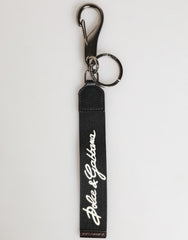Dolce & Gabbana Zwart Wit Polyester DG Logo Zilveren Heren Sleutelhanger