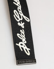 Dolce & Gabbana Zwart Wit Polyester DG Logo Zilveren Heren Sleutelhanger