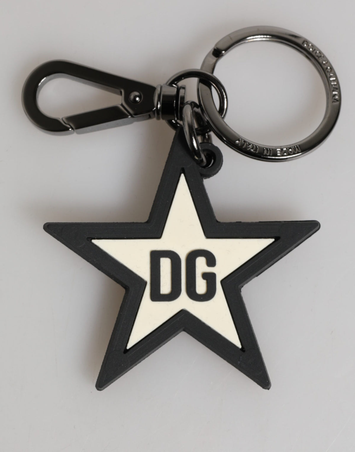 Dolce & Gabbana Wit Zwart DG Logo Ster Rubberen Heren Sleutelhanger