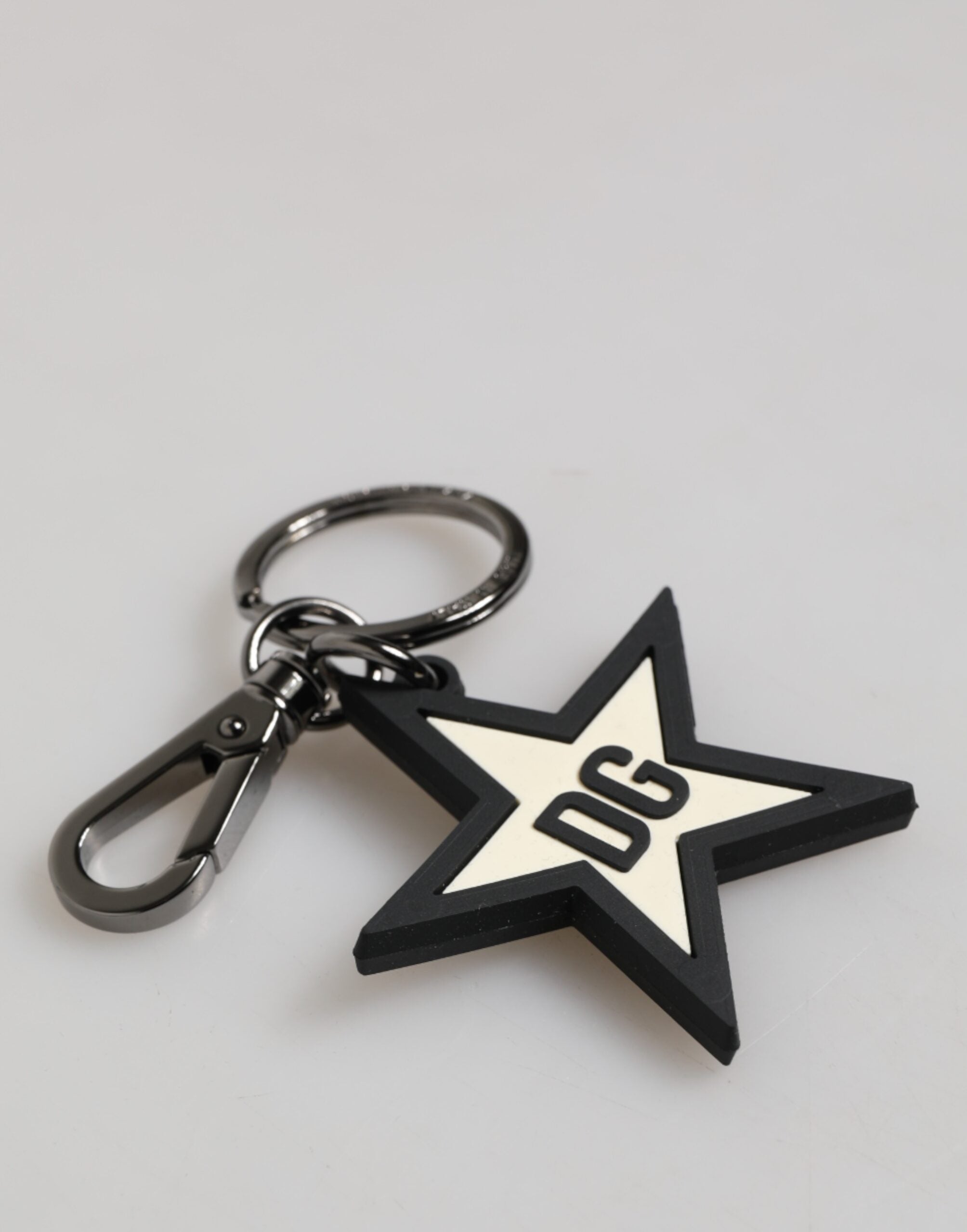 Dolce & Gabbana Wit Zwart DG Logo Ster Rubberen Heren Sleutelhanger