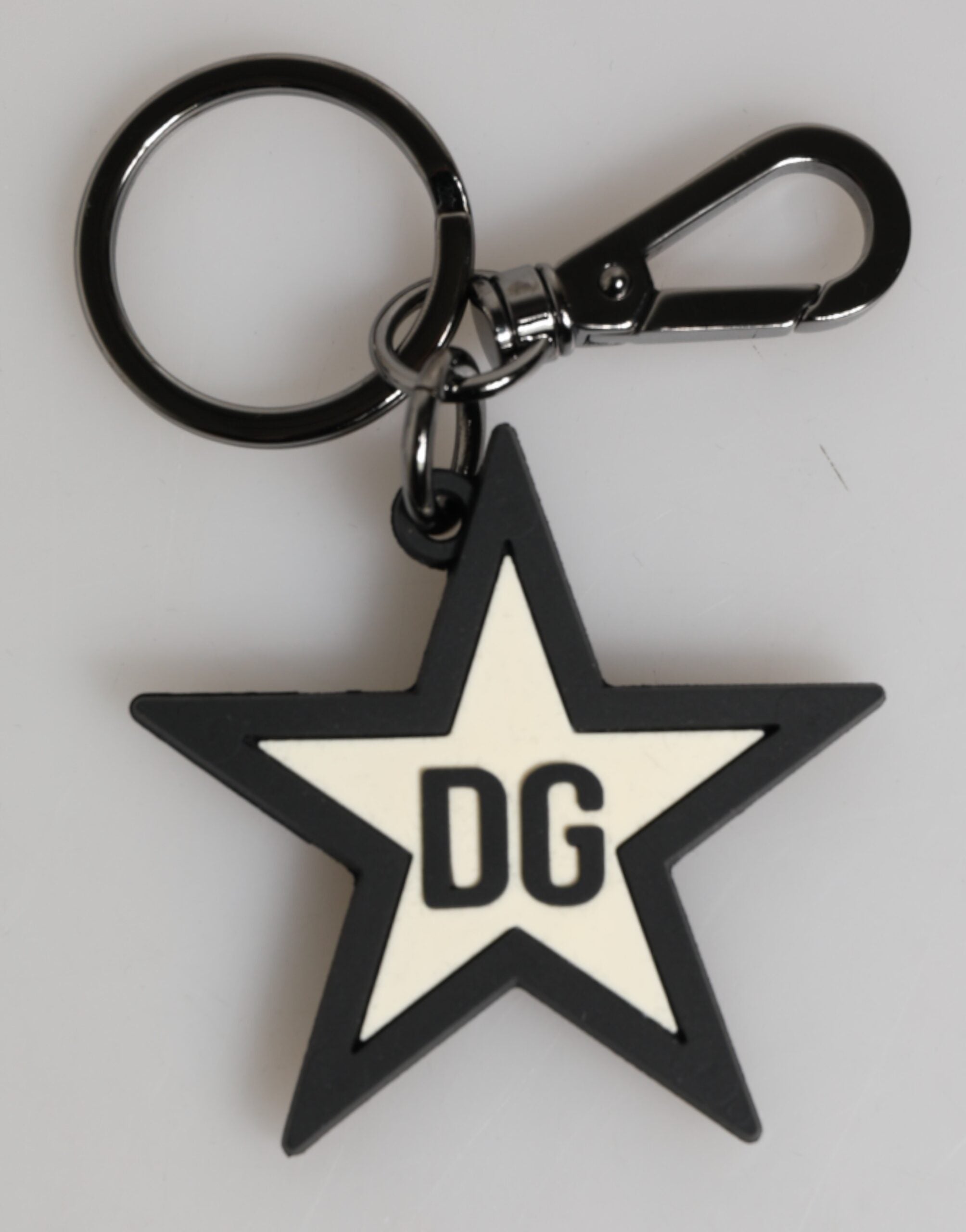 Dolce & Gabbana Wit Zwart DG Logo Ster Rubberen Heren Sleutelhanger