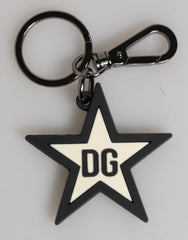 Dolce & Gabbana Wit Zwart DG Logo Ster Rubberen Heren Sleutelhanger
