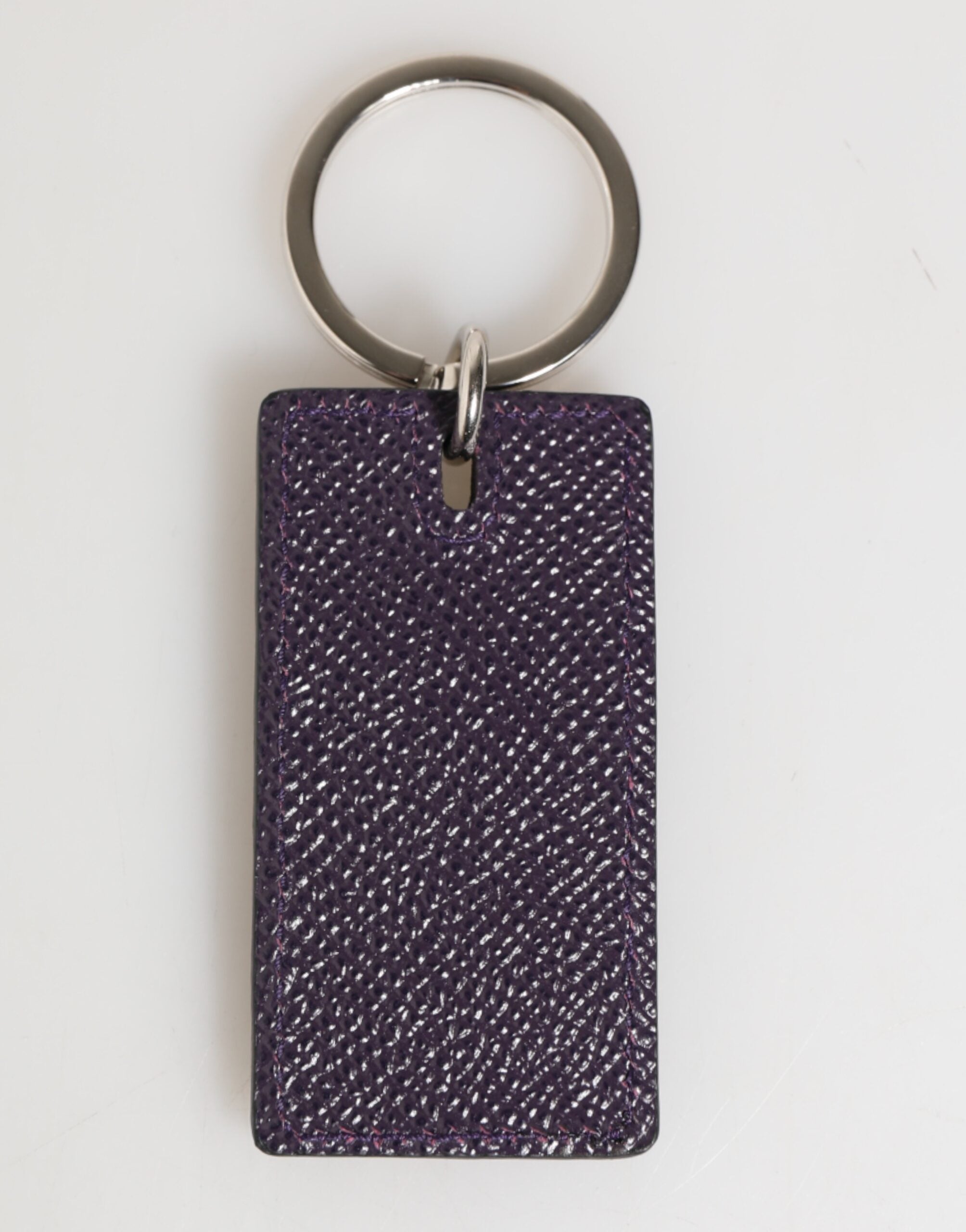 Dolce & Gabbana Violet Leren Logo Metalen Ring Heren Sleutelhanger