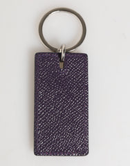Dolce & Gabbana Violet Leren Logo Metalen Ring Heren Sleutelhanger