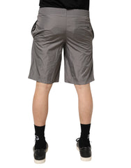 Dolce & Gabbana Hellgraue Nylon-Shorts mit elastischem Bund Badeshorts