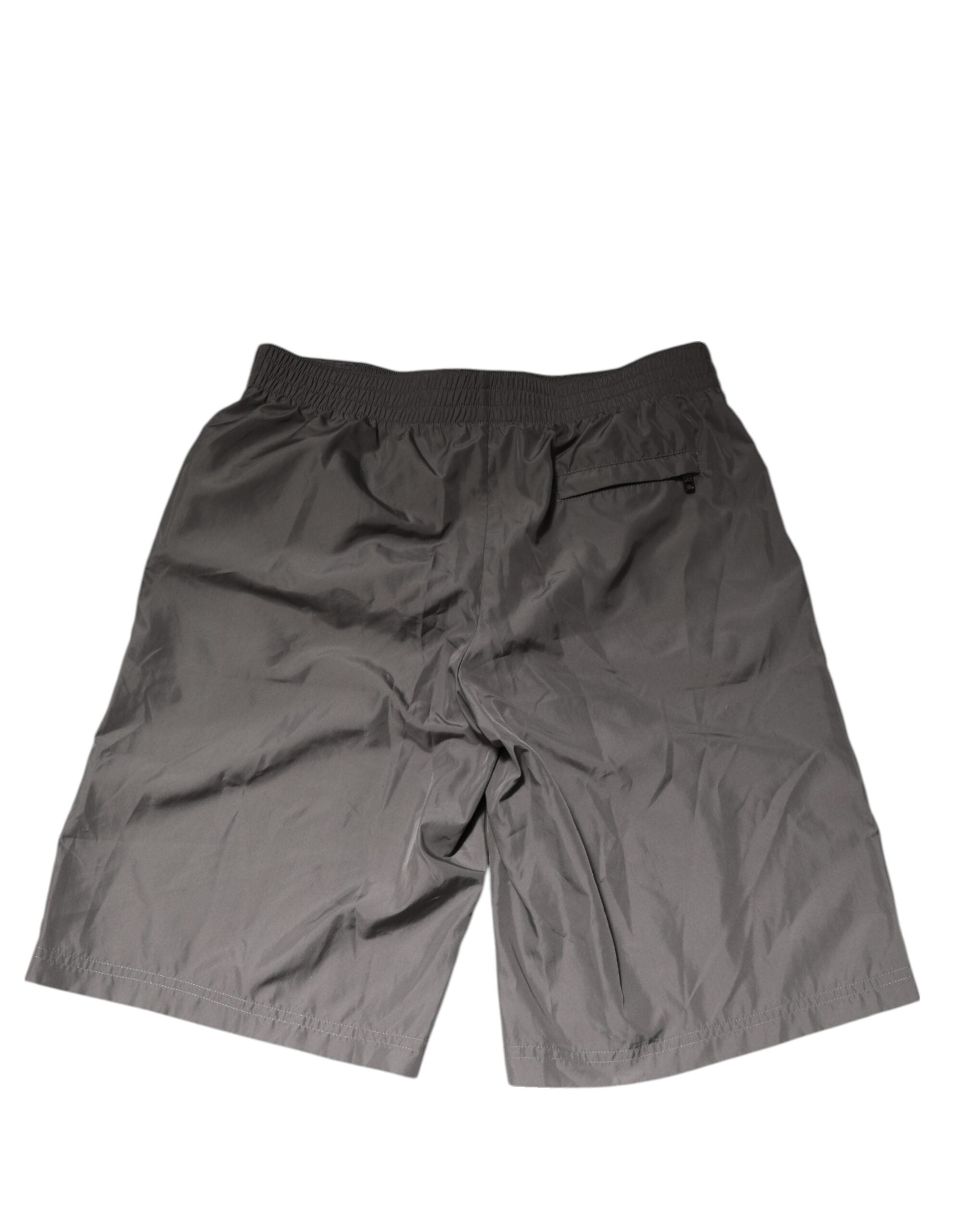 Dolce & Gabbana Hellgraue Nylon-Shorts mit elastischem Bund Badeshorts