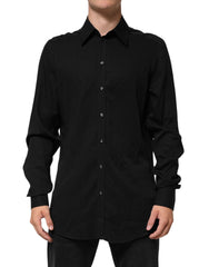 Dolce & Gabbana Schwarzes Viskose Langarm Hemd