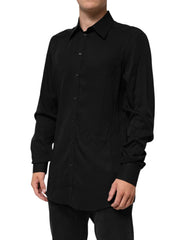 Dolce & Gabbana Schwarzes Viskose Langarm Hemd
