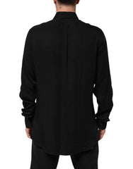 Dolce & Gabbana Schwarzes Viskose Langarm Hemd