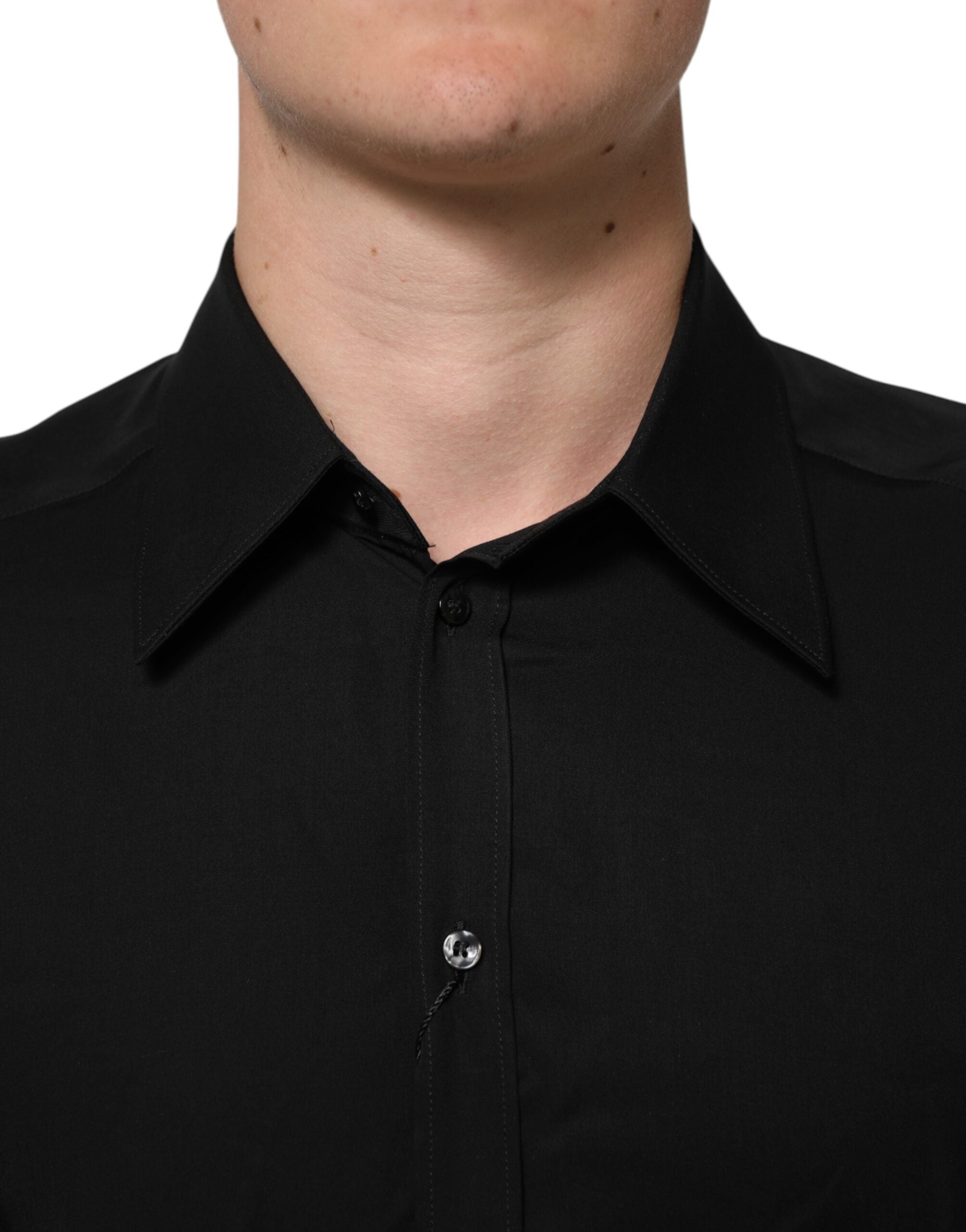 Dolce & Gabbana Schwarzes Viskose Langarm Hemd