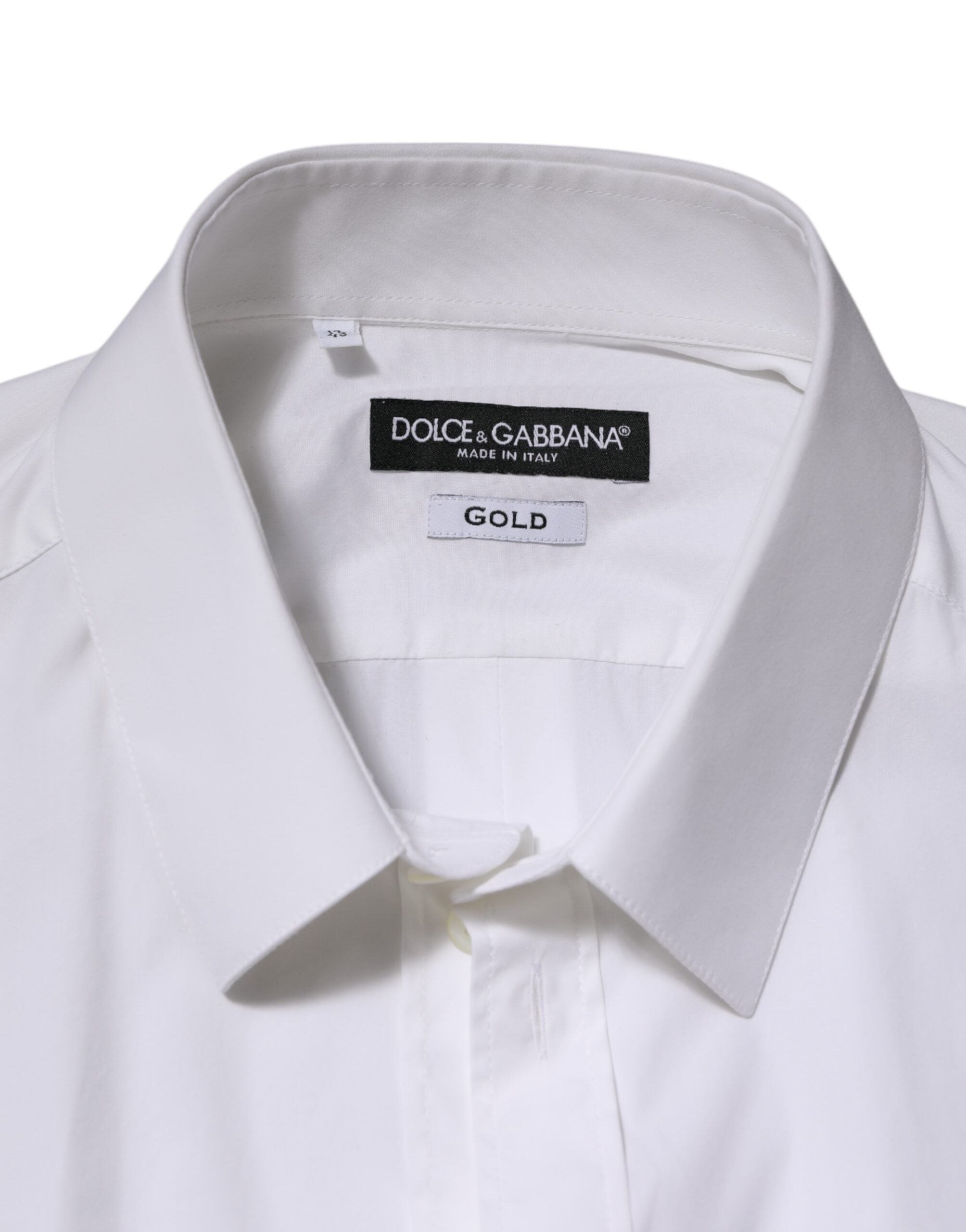 Dolce & Gabbana Weißes Baumwoll-GOLD Langarm-Hemd