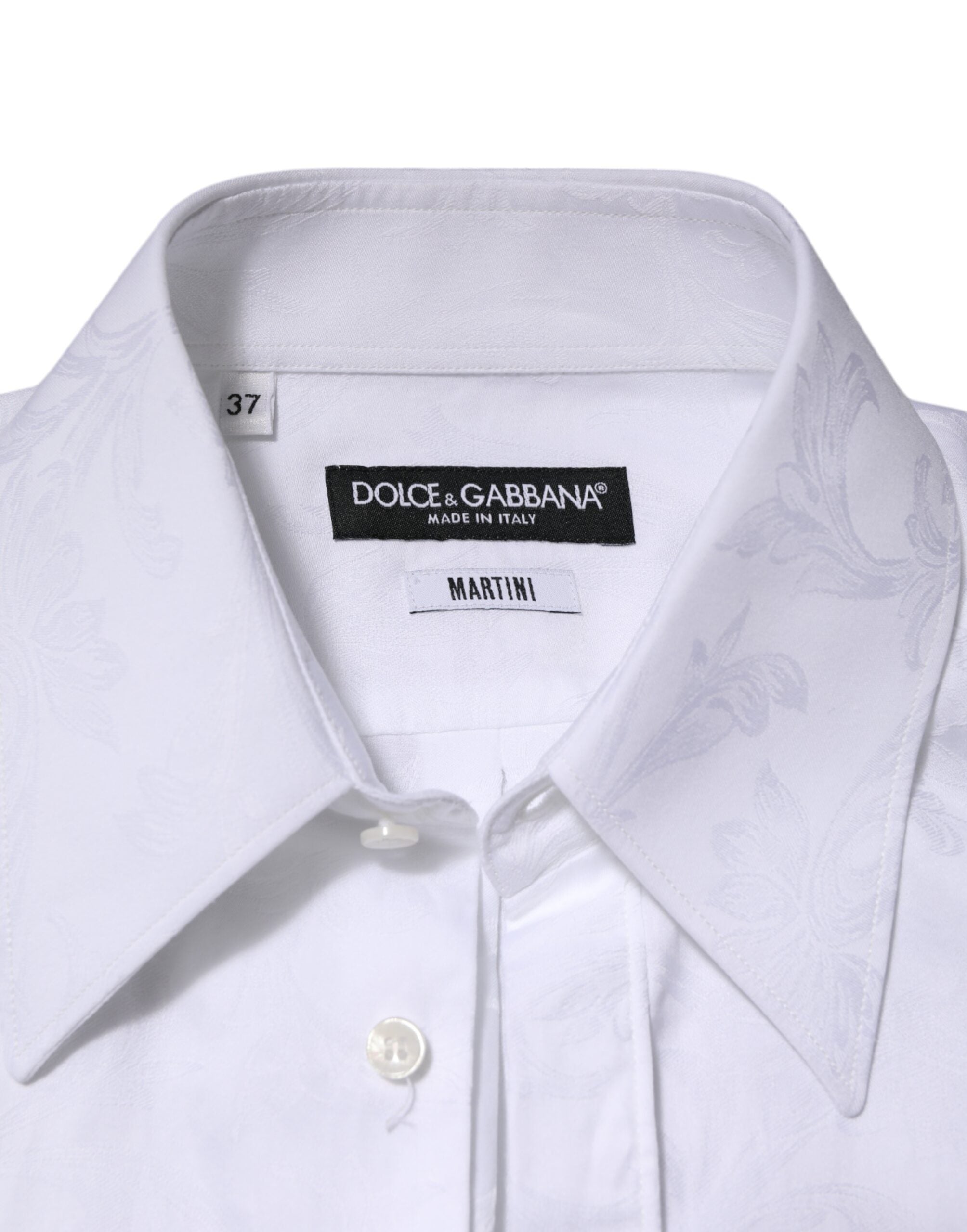 Dolce & Gabbana Weißes Baumwollhemd MARTINI mit Paisley-Jacquard
