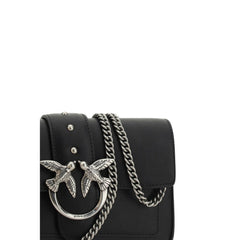 PINKO Black Calf Leather Bos Taurus Shoulder Bag