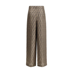 Fendi Bruine Zijden Casual Broek