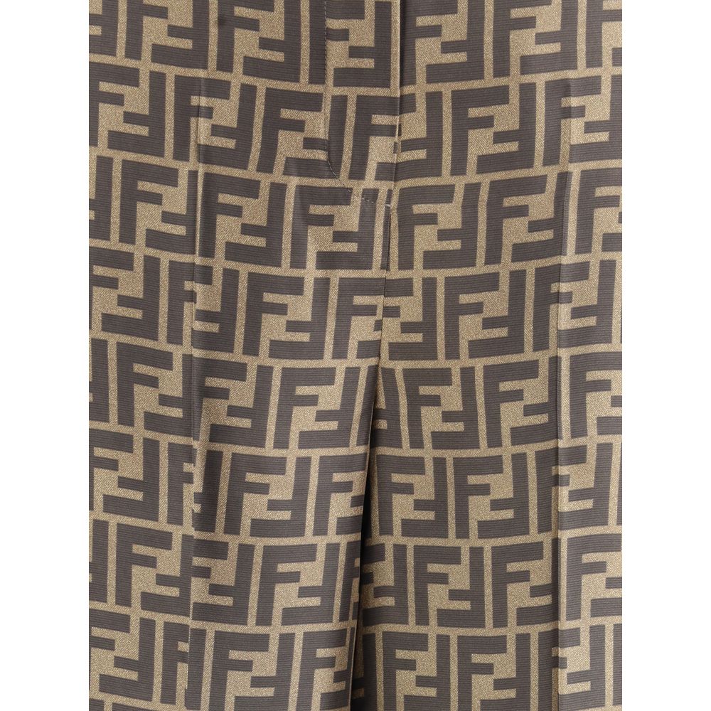 Fendi Bruine Zijden Casual Broek