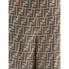Fendi Bruine Zijden Casual Broek