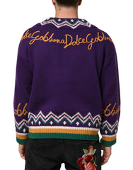Dolce & Gabbana Paarse Wollen DG Logo Heren Trui