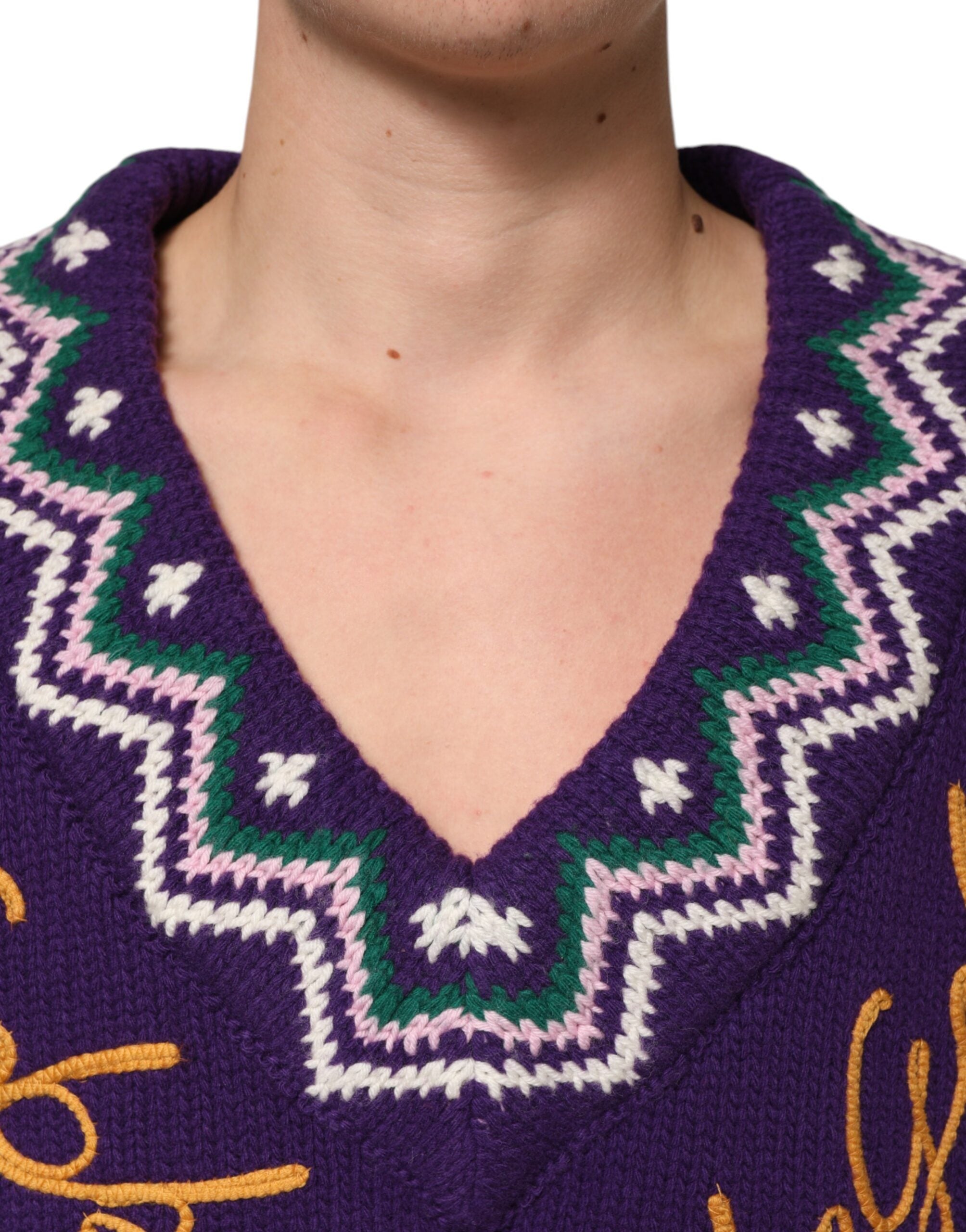 Dolce & Gabbana Paarse Wollen DG Logo Heren Trui