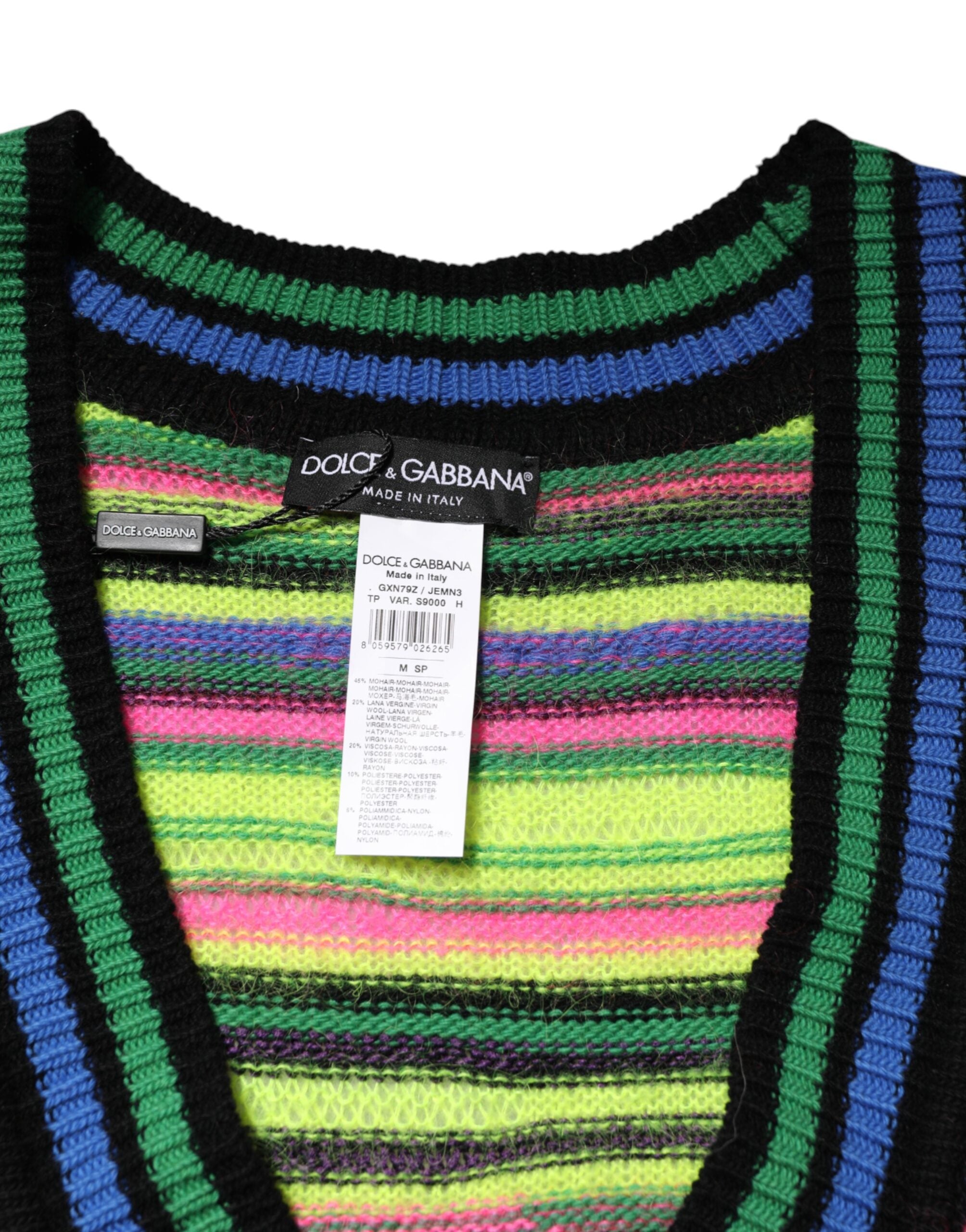 Dolce & Gabbana Meerkleurige DG Logo V-hals Gebreide Trui