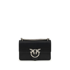 PINKO Black Calf Leather Bos Taurus Shoulder Bag