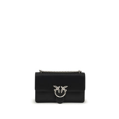 PINKO Black Calf Leather Bos Taurus Shoulder Bag